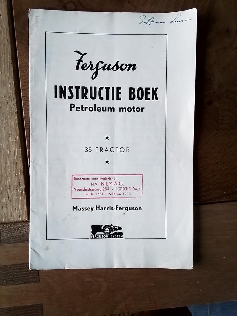 Ferguson 35 tractor petroleum instructie boek, Ophalen of Verzenden