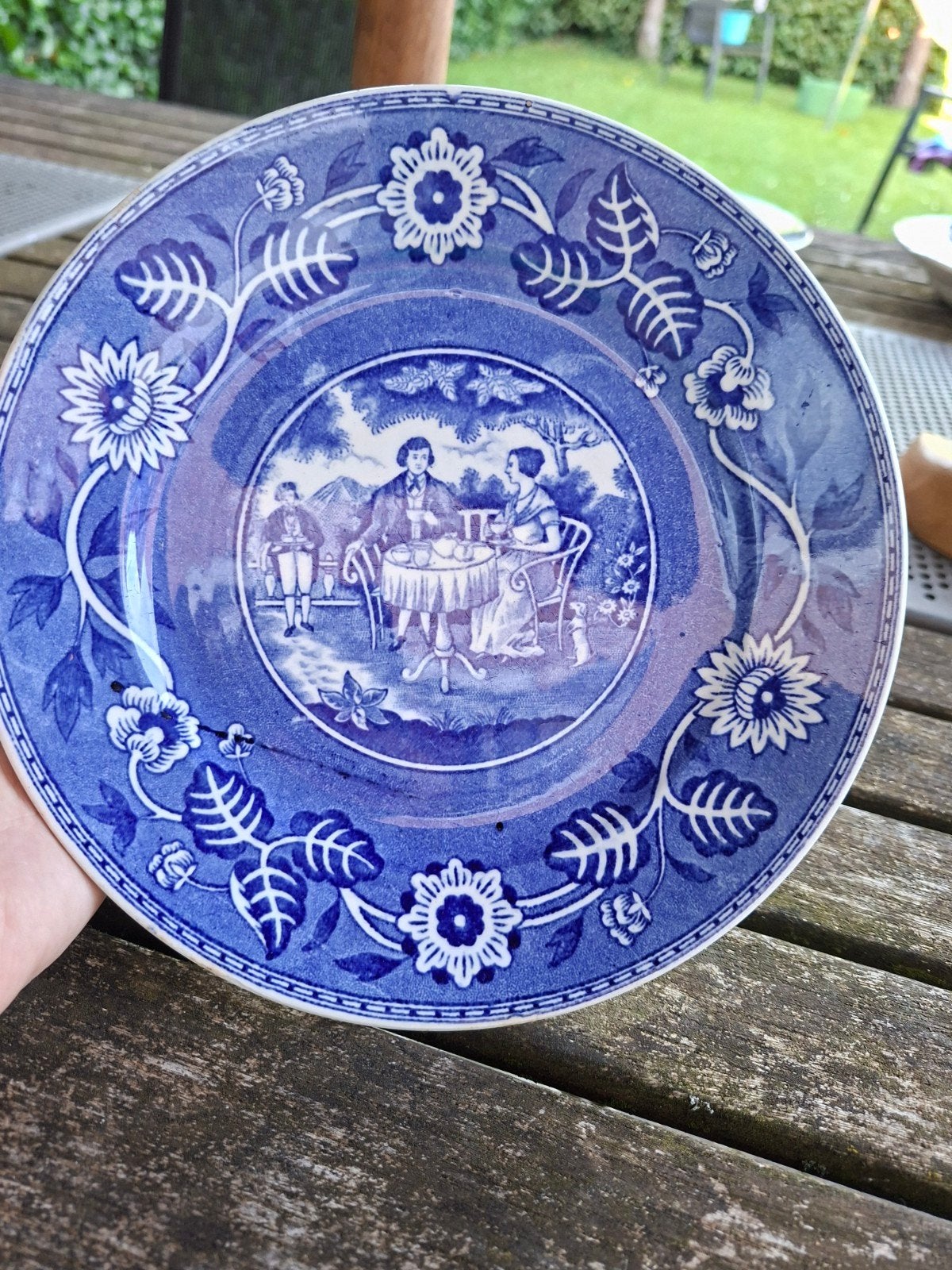 Vintage Maastricht Tea Drinker Serviesgoed - Blauw Wit Bord, Antiek en Kunst, Ophalen of Verzenden