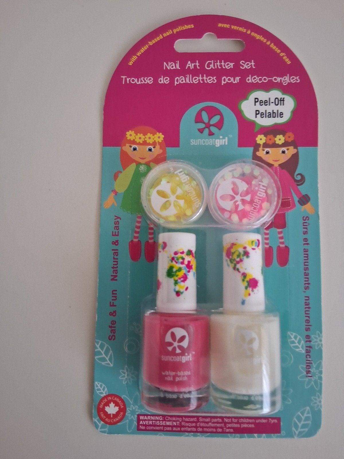 Suncoatgirl Kinder Glitter Nagellak Set - Roze & Wit (nieuw), Ophalen of Verzenden, Nieuw, Roze, Handen en Nagels
