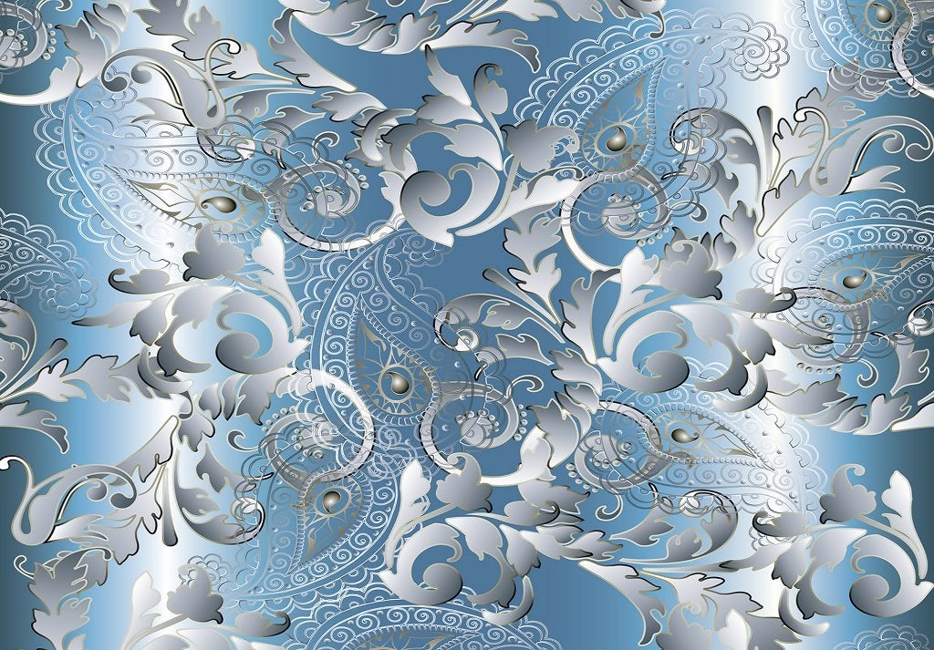 Ornament fotobehang blauw, Ook op maat * Fotobehang4you, Verzenden, Fotobehang, Blauw