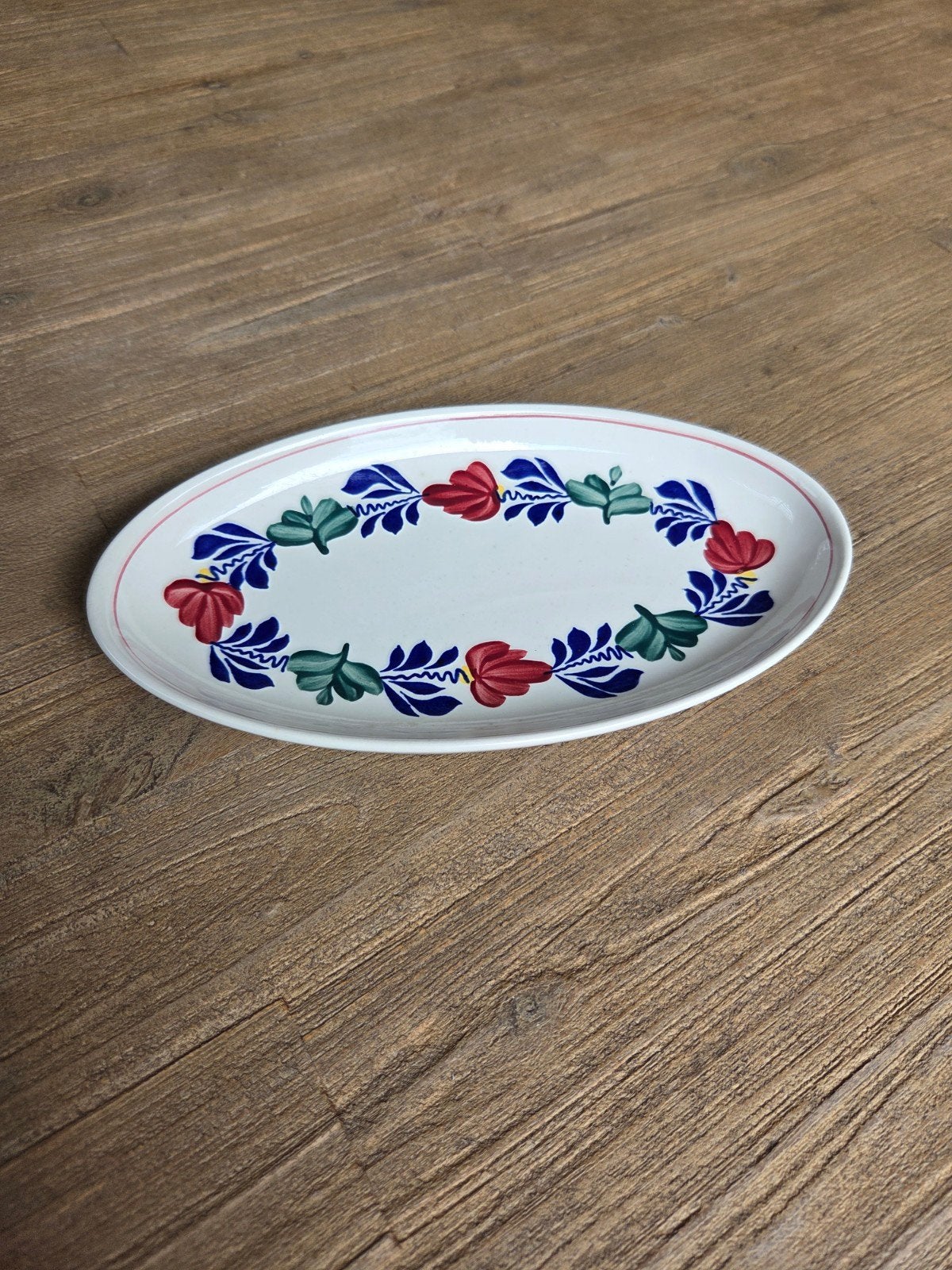 Boerenbont Ovale Schaal, Ophalen, Gebruikt, Handbeschilderd, Porselein of Keramiek