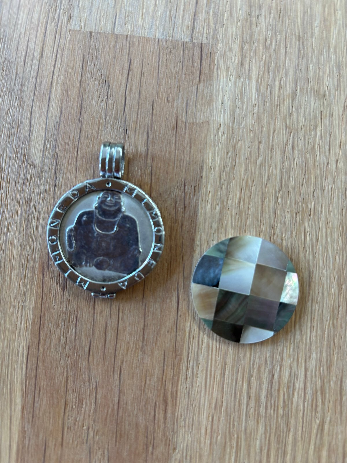 Zilveren Boeddha Medaillon met Verwisselbare Inleg, Sieraden, Tassen en Uiterlijk, Kettinghangers, Ophalen of Verzenden, Zo goed als nieuw