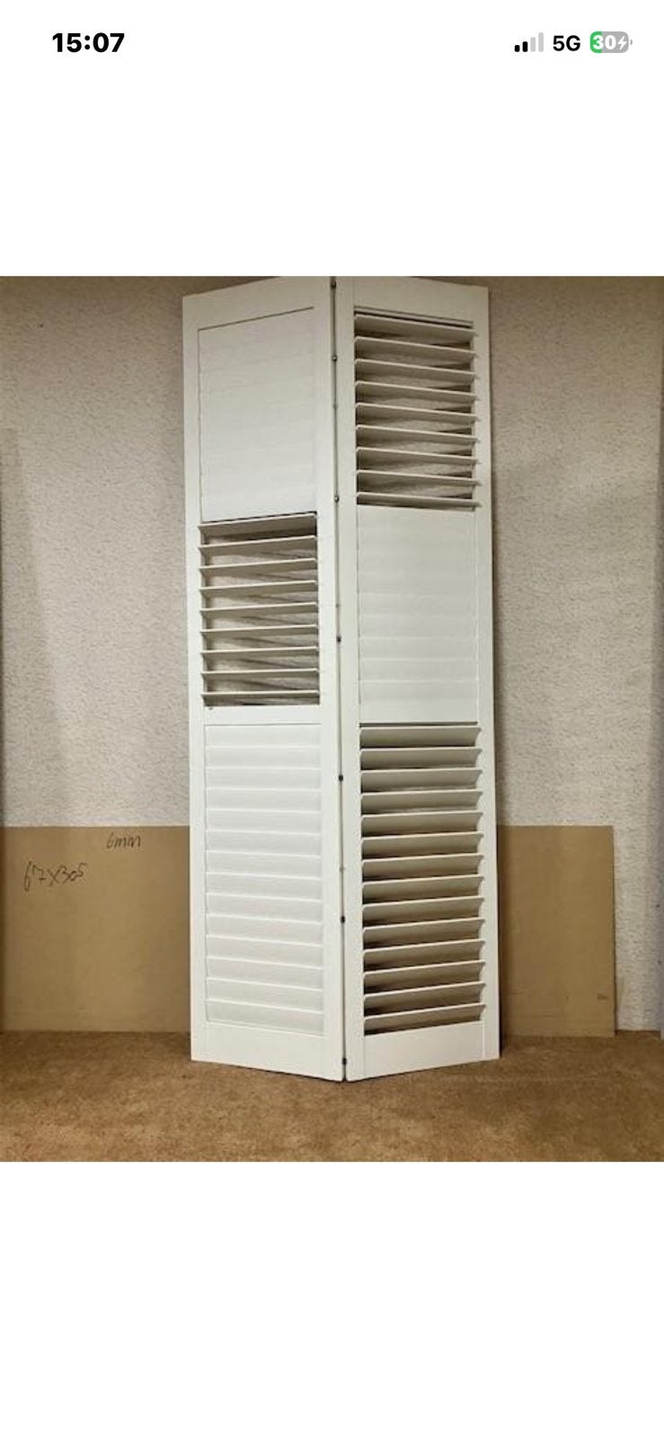ZGAN! 4 Stuks HOUTEN SHUTTERS(125x55x9 CM)Voor BINNENRAMEN, Ophalen, Zo goed als nieuw