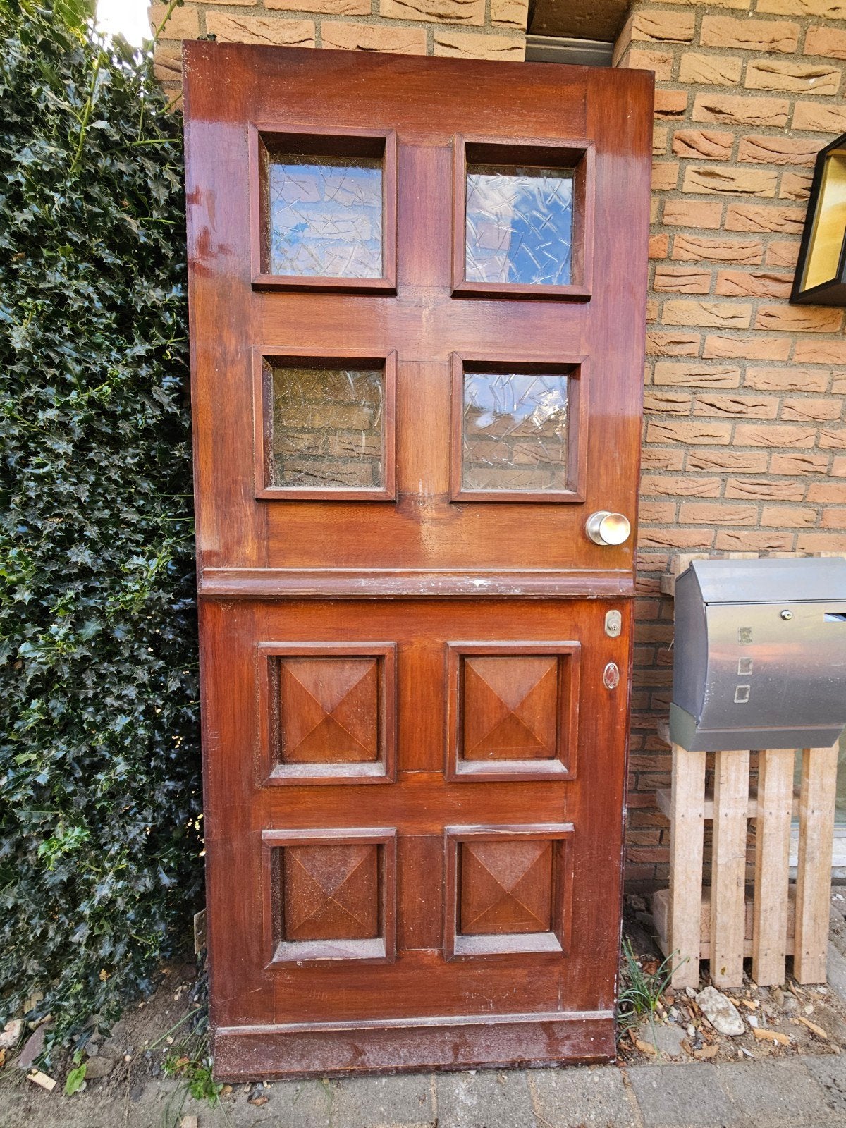 Landelijke deur 211x92 cm met glas en panelen, Gebruikt, 80 tot 100 cm, Ophalen of Verzenden, Buitendeur