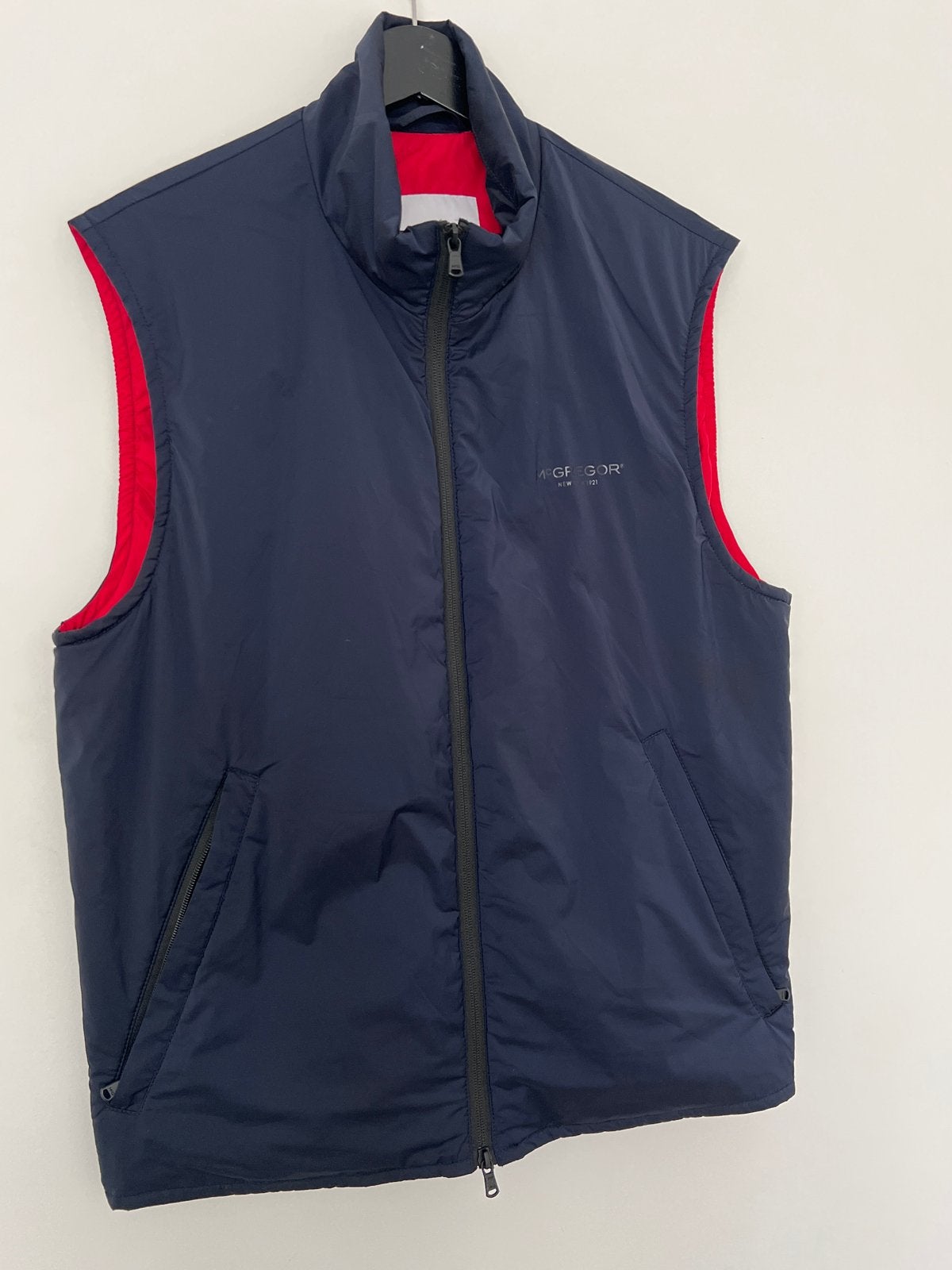 McGregor Bodywarmer - Donkerblauw met rode voering, Ophalen of Verzenden, Zo goed als nieuw, Maat 52/54 (L), Blauw