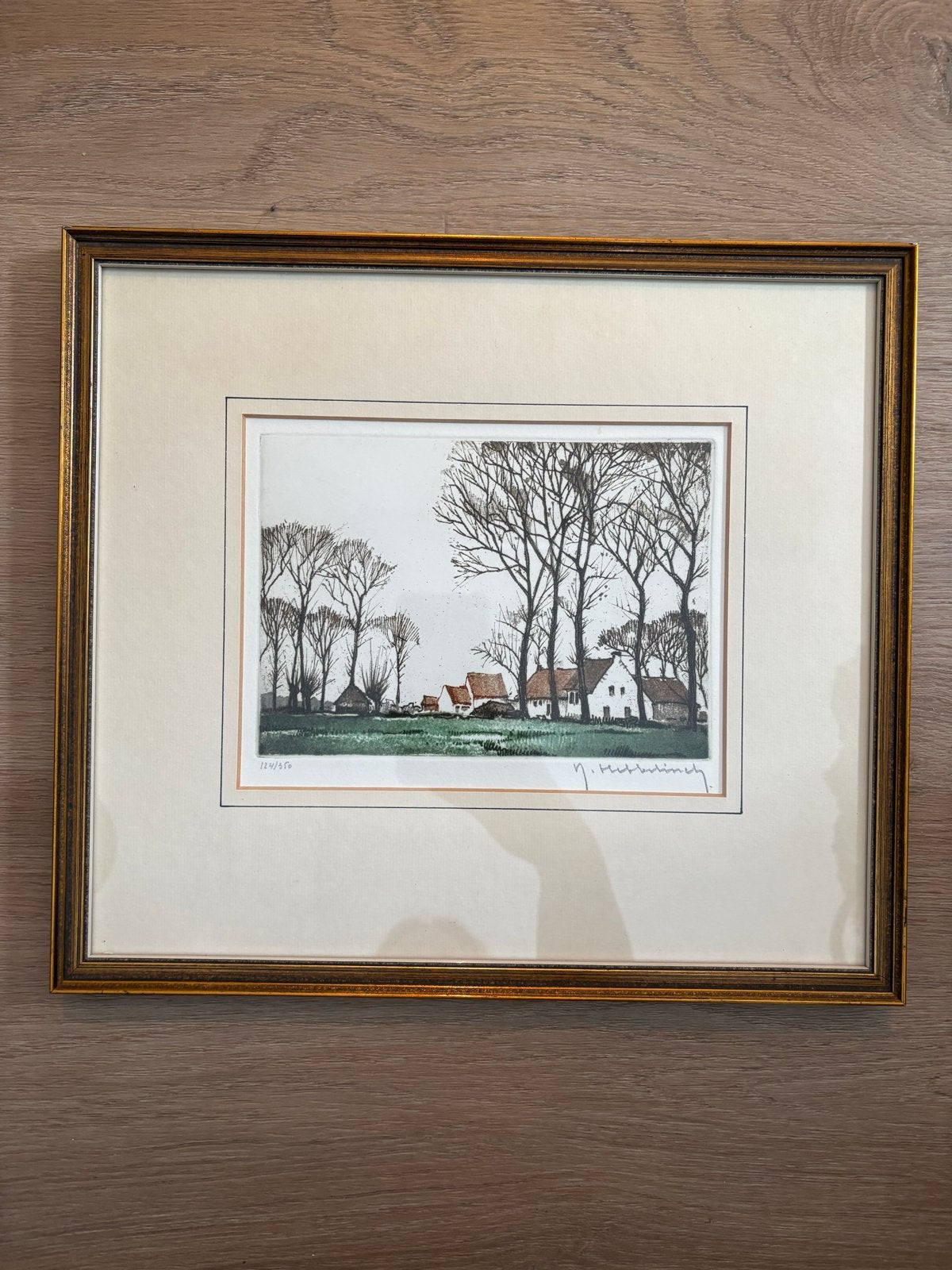 Gesigneerde en genummerde ets van een landschap, Ophalen of Verzenden, Landschap, 1950 - 1999, Genummerd