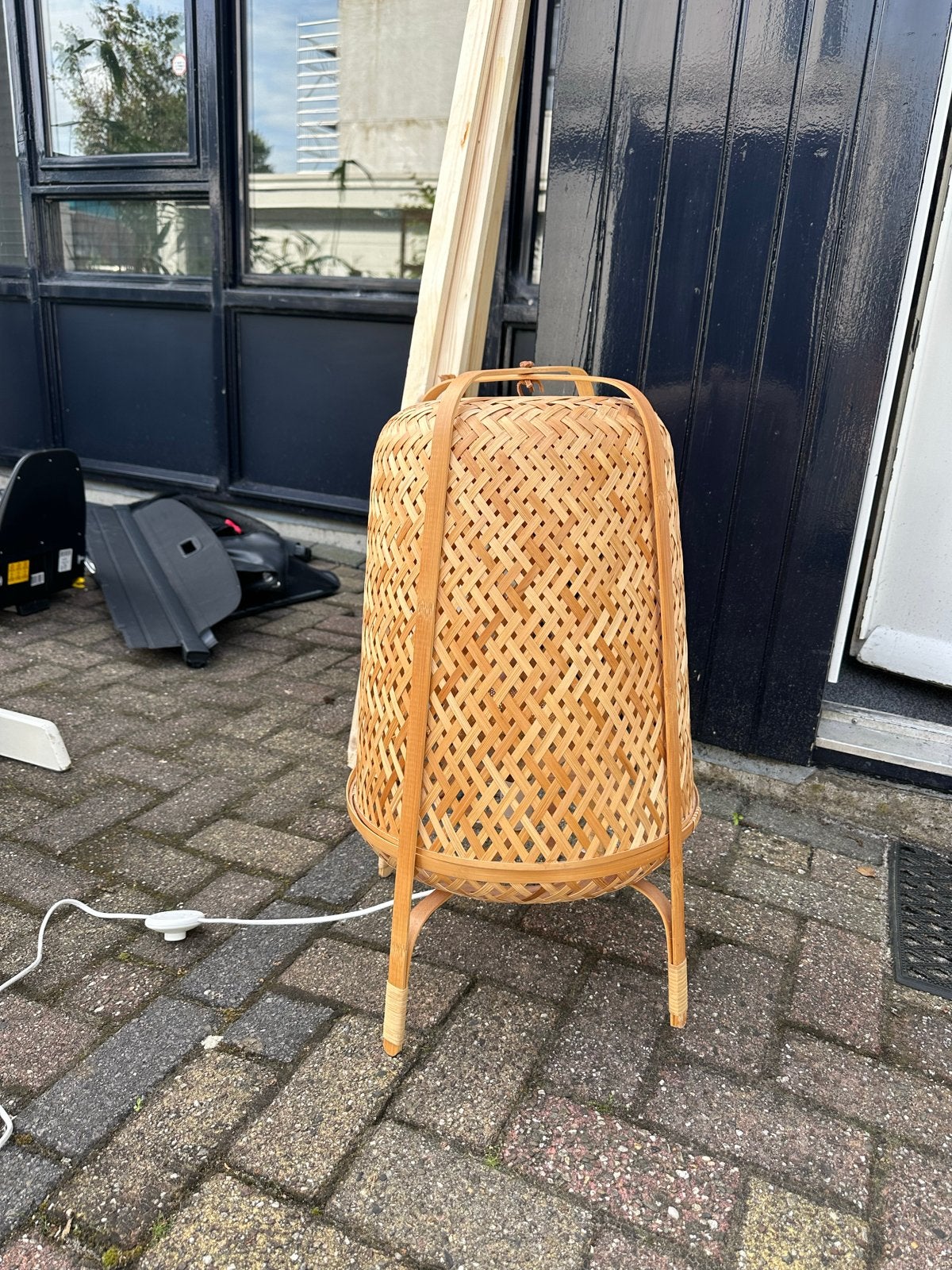 IKEA KNIXHULT Rotan vloerlamp, Ophalen, Zo goed als nieuw, Hout, Minder dan 100 cm