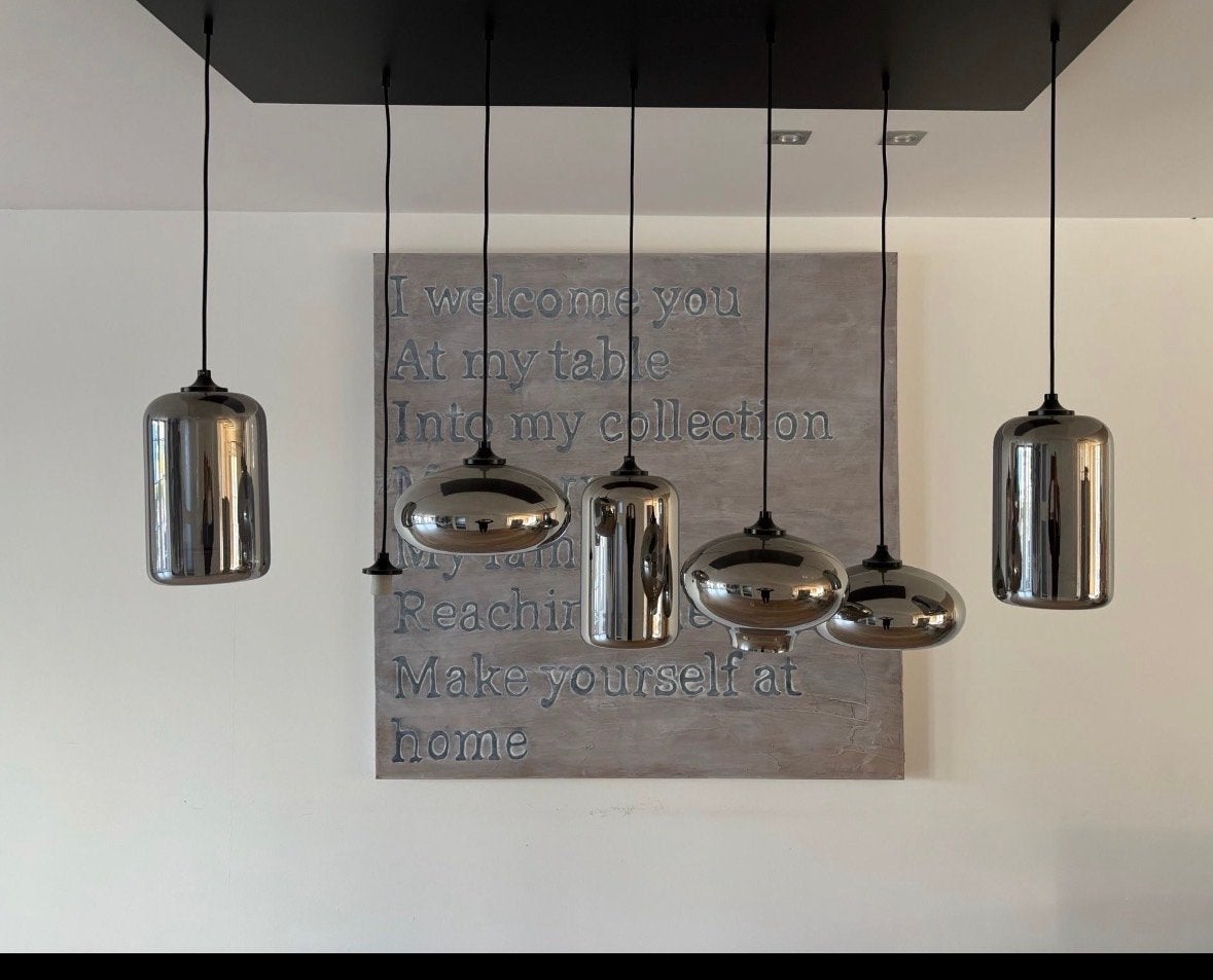 By Eve hanglamp metallic smoke met 7 bulbs en plafondplaat, Huis en Inrichting, Lampen | Hanglampen, Ophalen, Zo goed als nieuw
