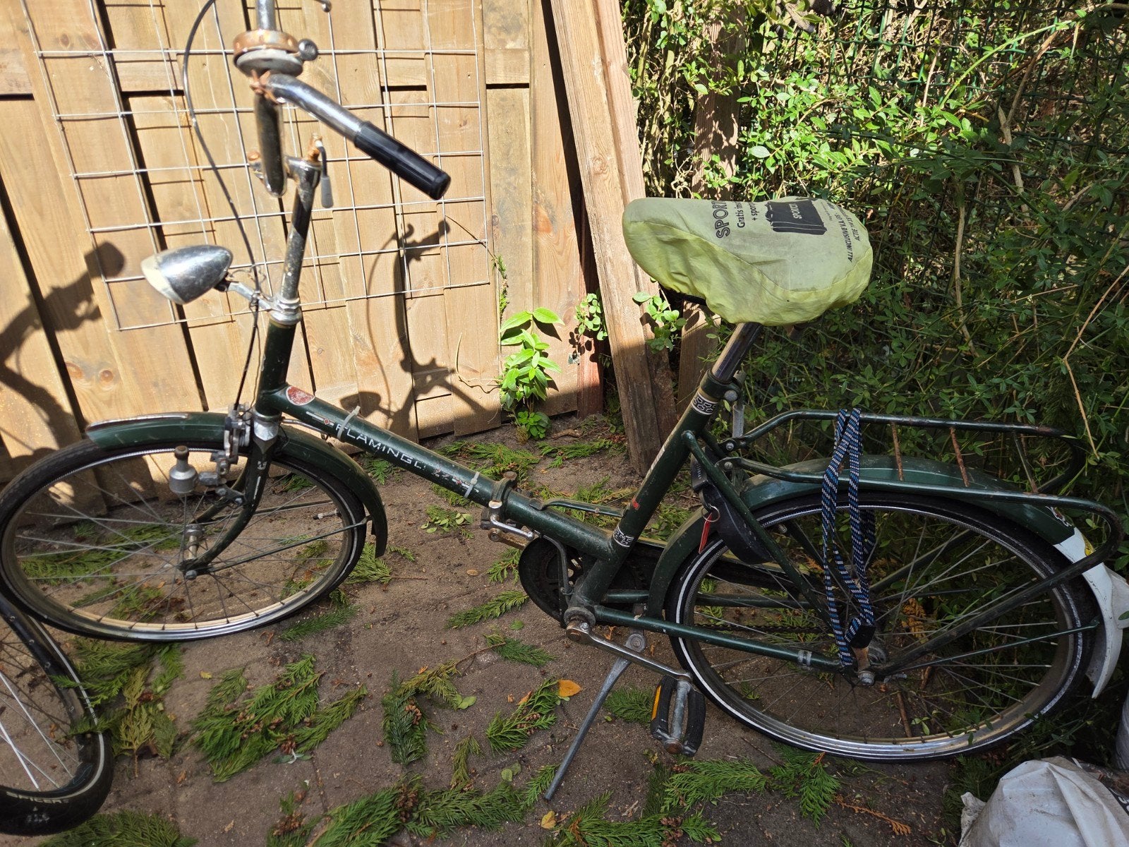 Opknapper: Vintage Flamingo 22 vouwfiets - Groen, Fietsen en Brommers, 20 inch of meer, Gebruikt, Velgrem, Totaal opvouwbaar