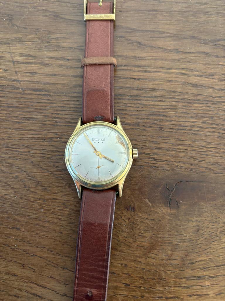 Vintage Pontiac horloge - 3 stars  - loopt niet,, Overige merken, Overige materialen, Met bandje, Polshorloge