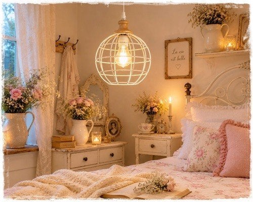 Brocante hanglamp ijzer, wit oude look doorsnee 18 x 22 cm., Brocant ijzer, Nieuw, Clayre en eef, Ophalen of Verzenden