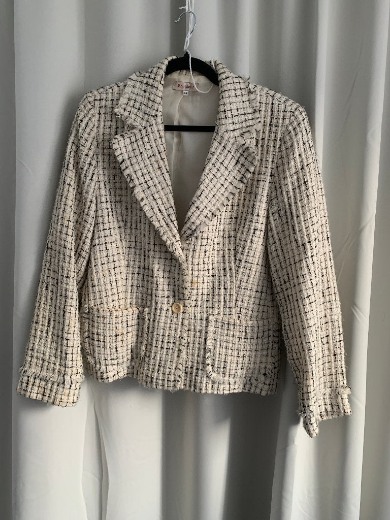 Bellisimo wit jasje met zwarte krijtstreep - Maat 46, Wit, Maat 46/48 (XL) of groter, Ophalen of Verzenden, Bellisimo