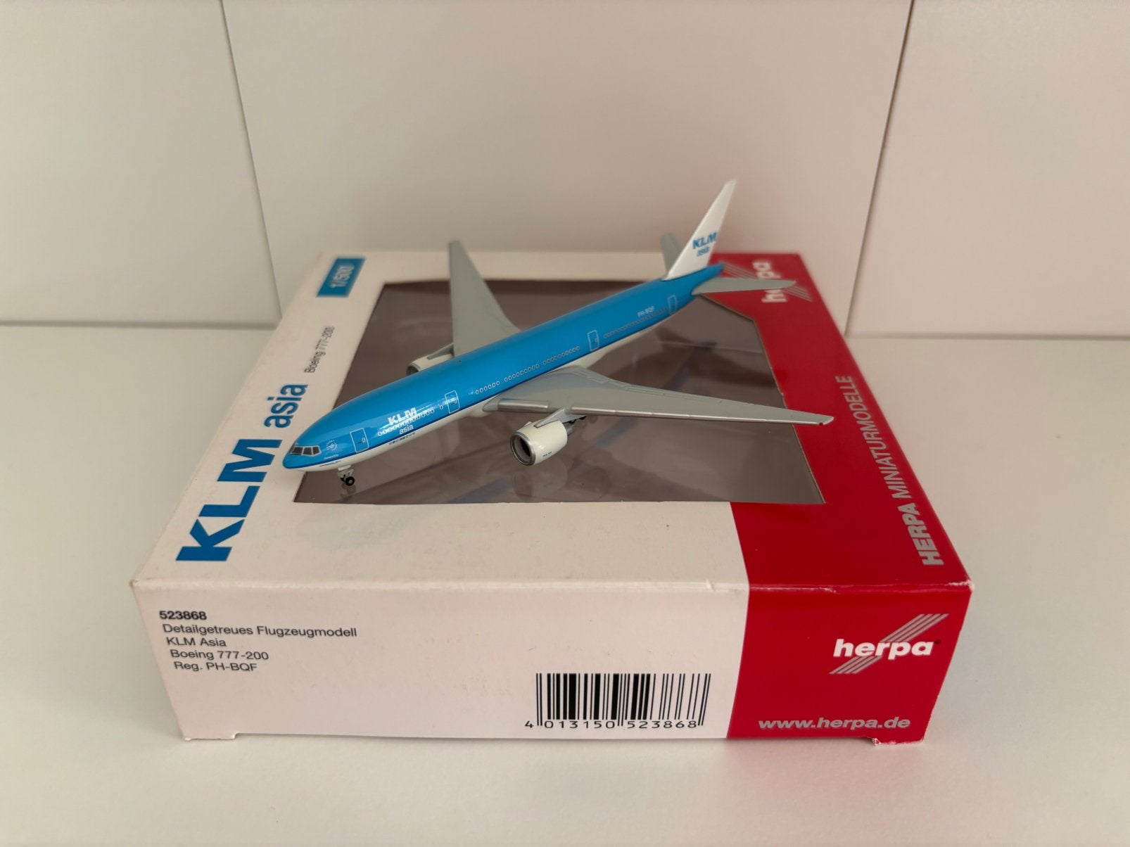 Herpa 523868 KLM Asia Boeing 777-200 1:500, Ophalen of Verzenden, Zo goed als nieuw, Schaalmodel