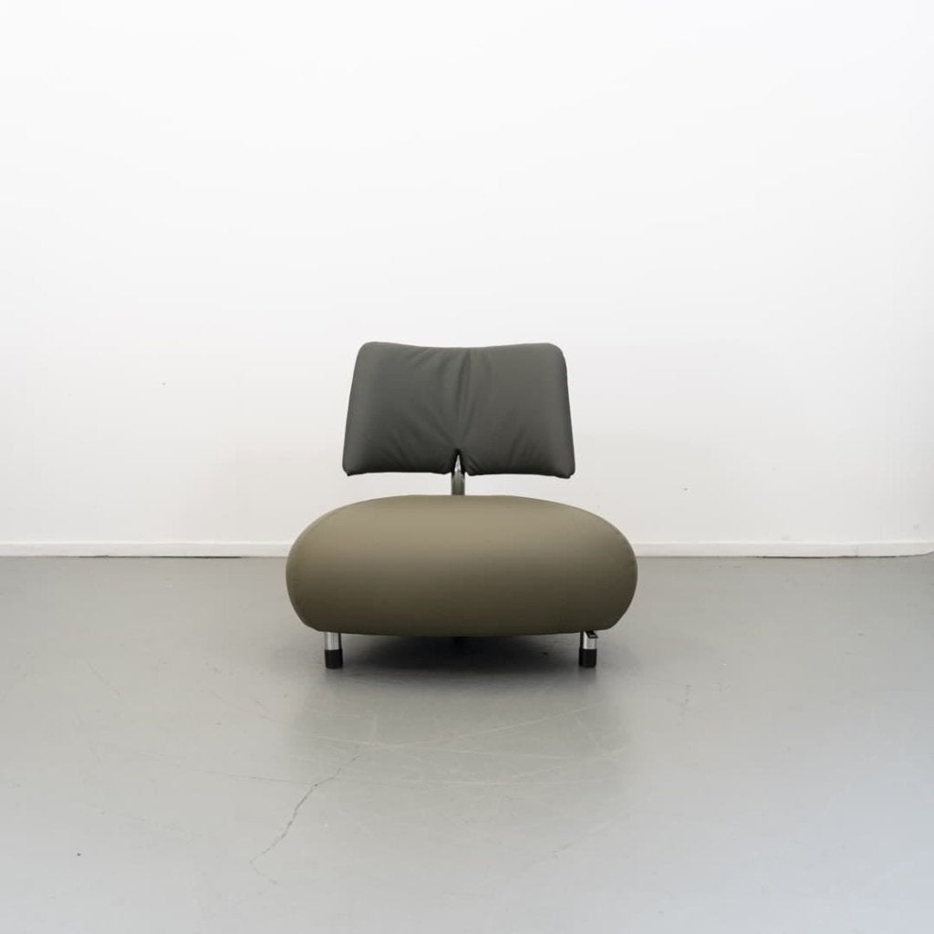 Leolux Pallone Fauteuil Olijfgroen Leer, Leolux, Zo goed als nieuw, Niet ingevuld, Niet ingevuld