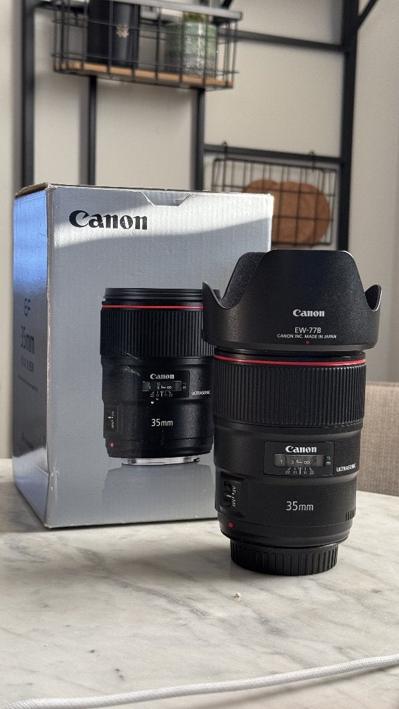 Canon EF 35mm f/1.4L II USM - compleet in doos, Audio, Tv en Foto, Canon, 35 mm, Zo goed als nieuw, Zonnekap