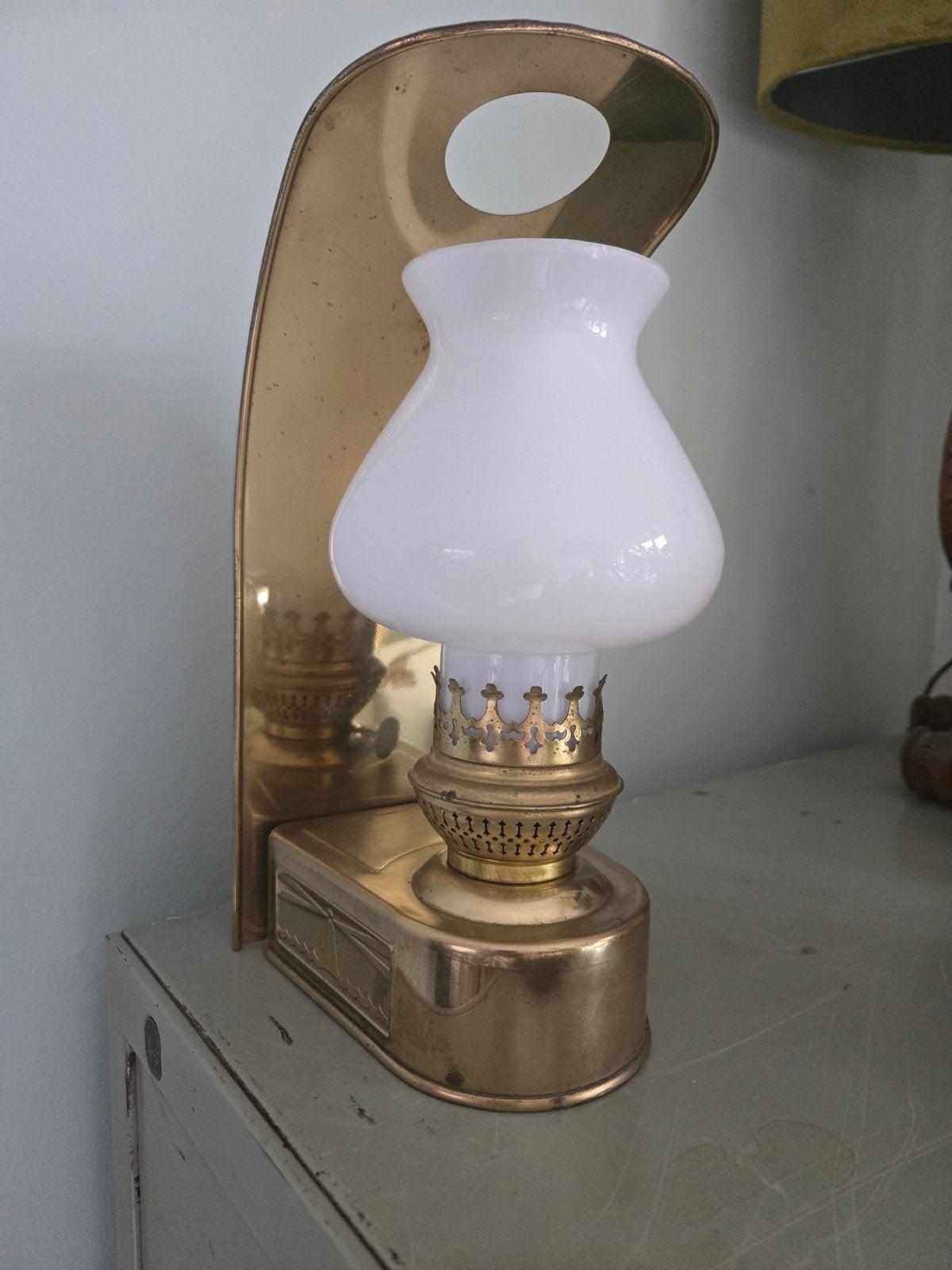 Vintage messing bootlampje - vernieuwd en klaar voor gebruik, Ophalen of Verzenden