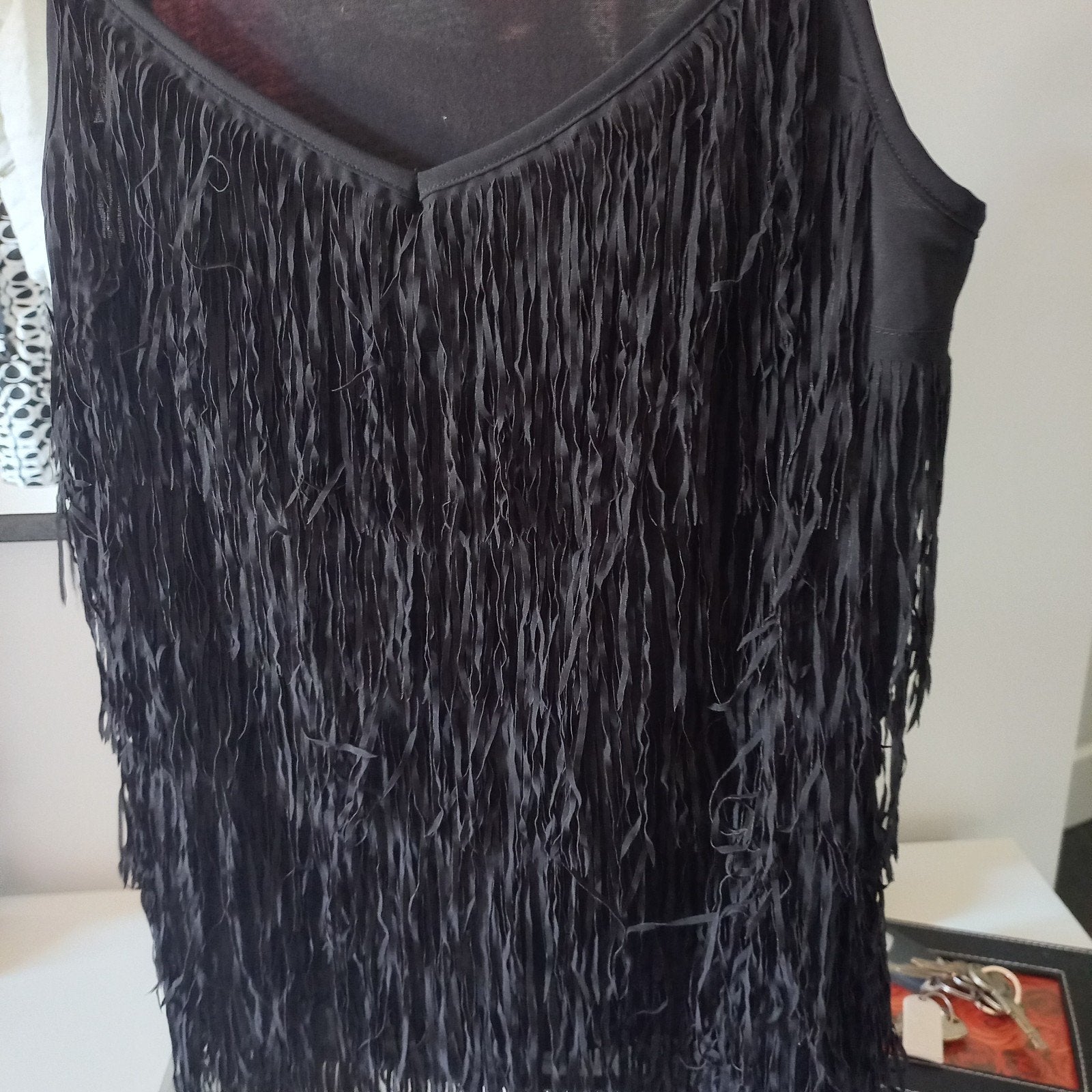leuke top met franje sliertjes maat S/M nu, Kleding | Dames, Zwart, Ophalen of Verzenden, Zo goed als nieuw, Maat 36 (S)