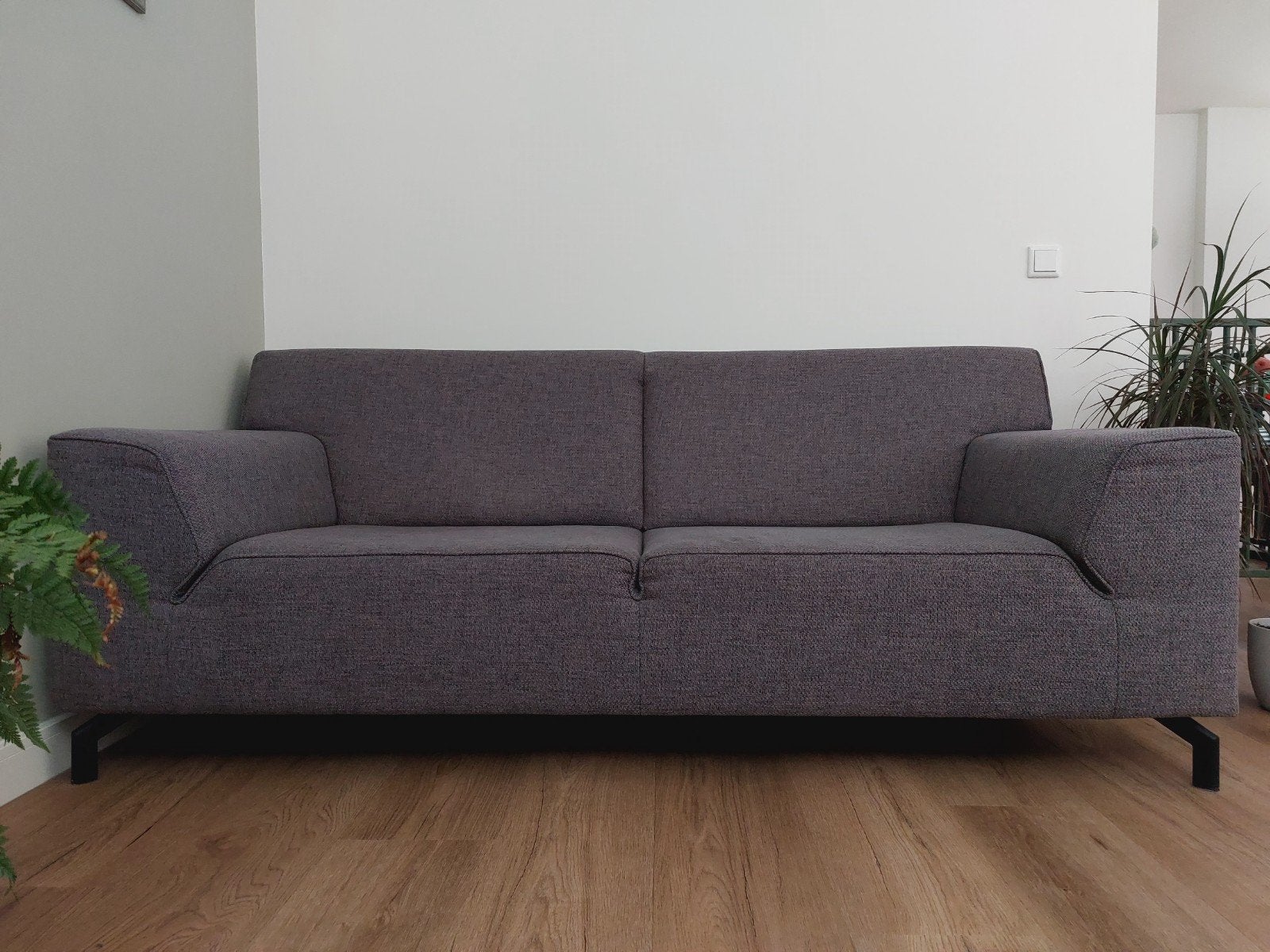 Mooie, ruime tweezitsbank - Grof geweven grijze bekleding, 150 tot 200 cm, Tweepersoons, 75 tot 100 cm, Ophalen of Verzenden