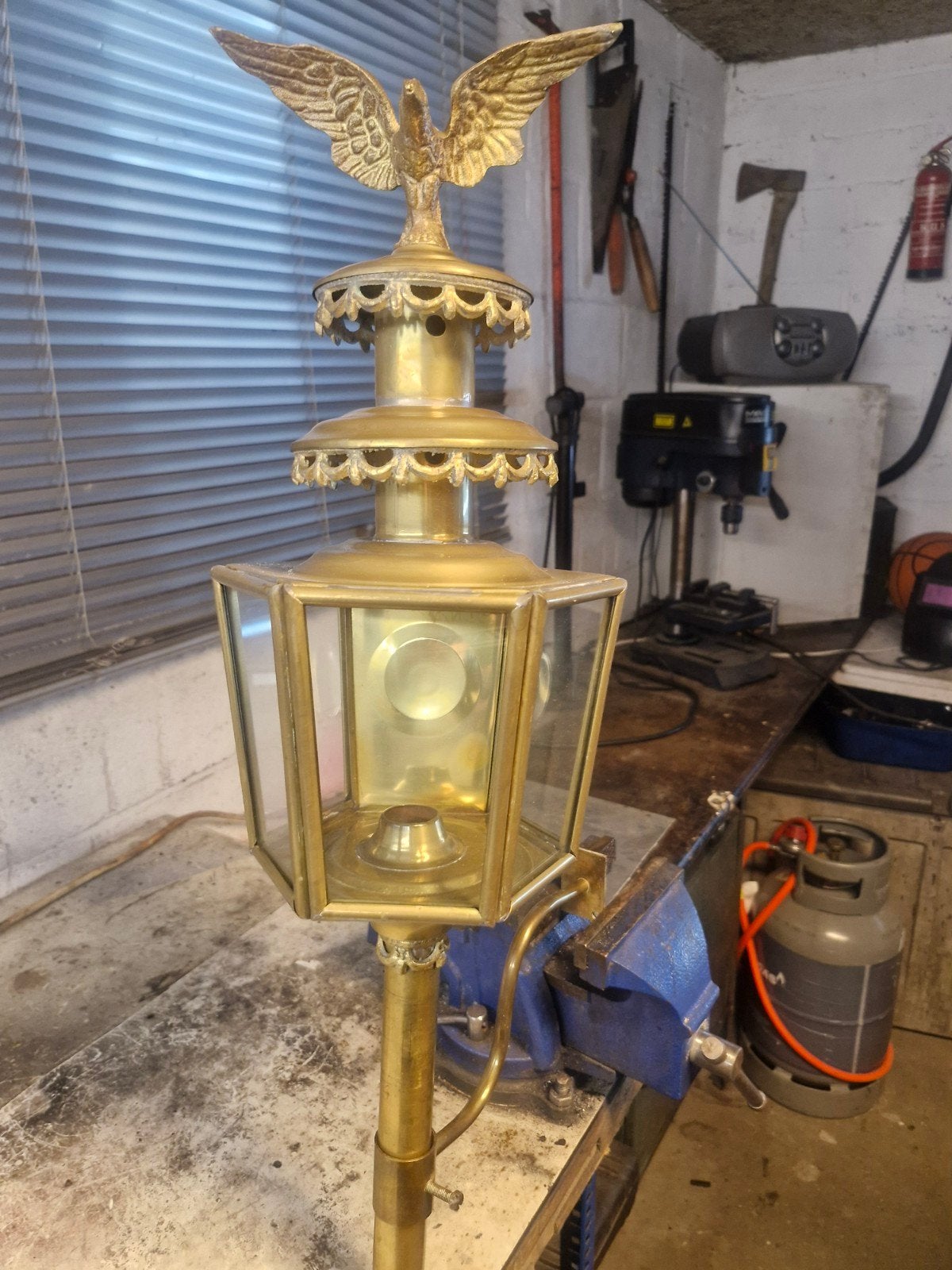 Antieke Messing Koetslamp met Adelaar, Ophalen of Verzenden