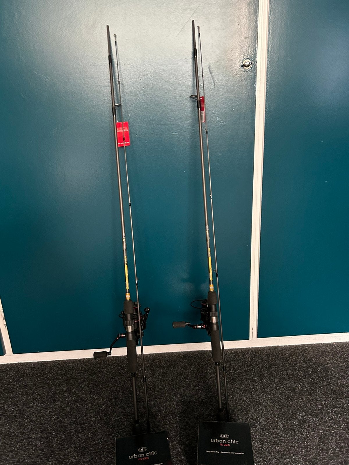 2x Complete Roofvis set 2 meter 0-25 gram incl lijn, Nieuw, S, H, Complete set