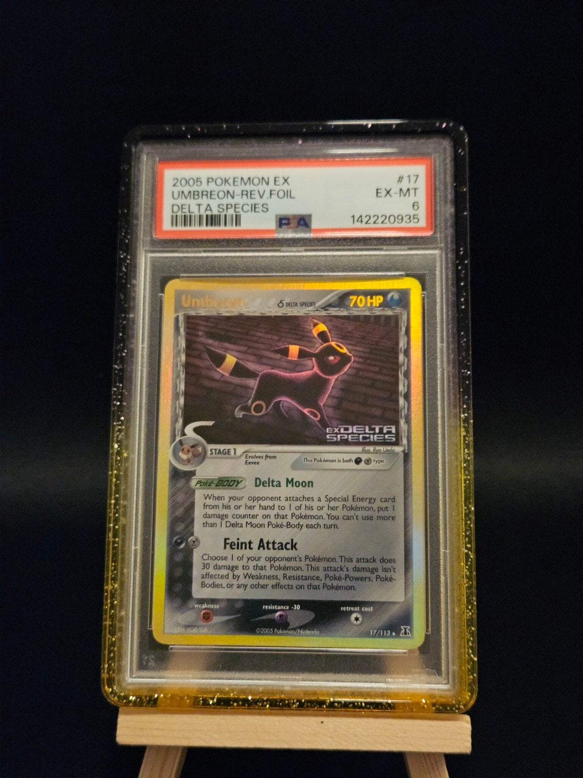 2005 Umbreon #17 Delta Species Reverse Holo PSA 6, Ophalen of Verzenden, Gebruikt, Losse kaart, Foil