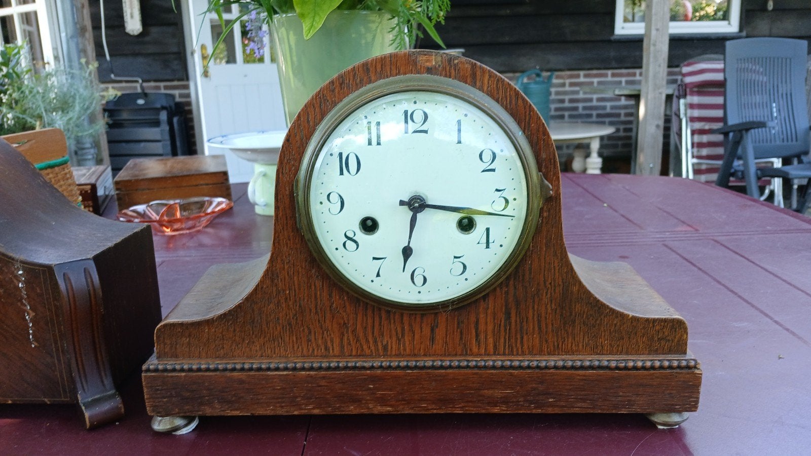 2 antieke pendules - hout en glas, Ophalen of Verzenden