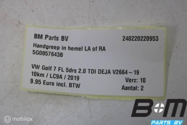 Handgreep in hemel LA of RA VW Golf 7 FL 5G0857643B, Gebruikt