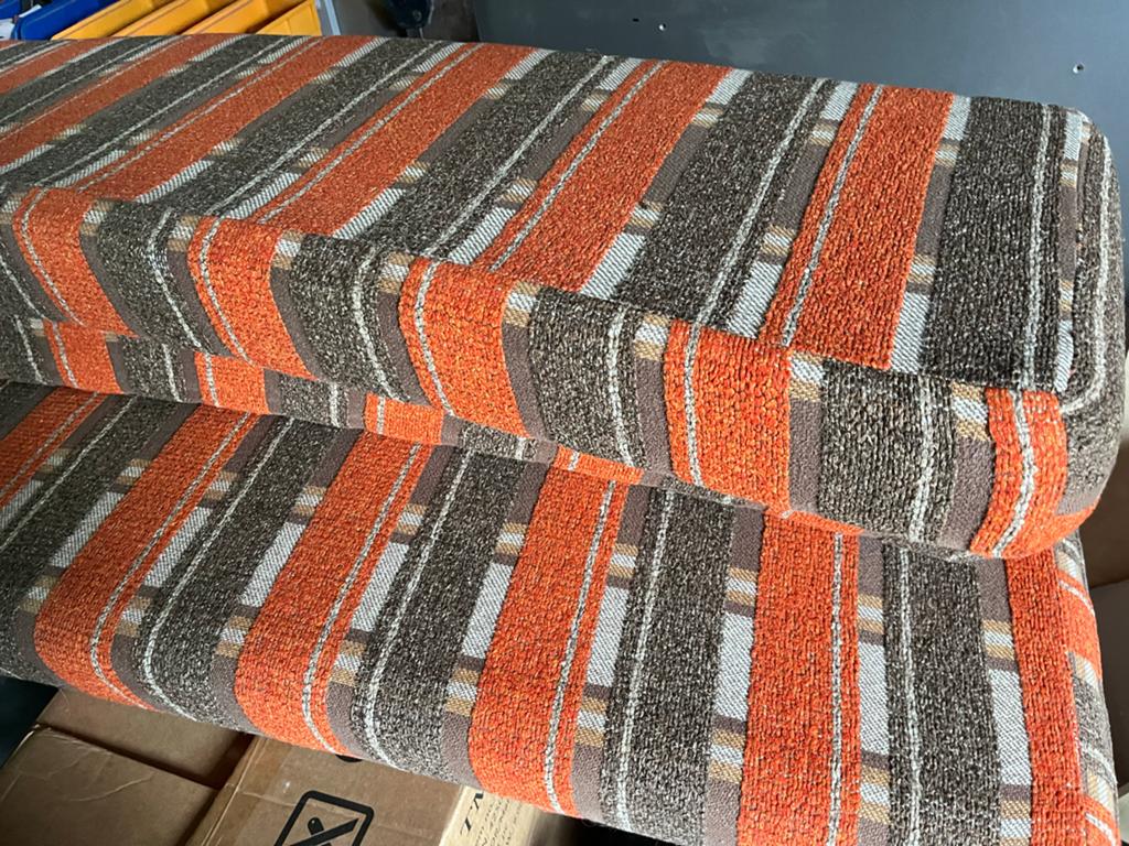 Retro caravan kussens - Oranje/Bruin gestreept, Ophalen, Gebruikt, Oranje, Rechthoekig
