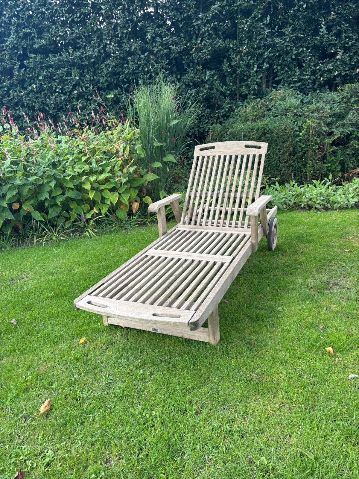 Teak Gloster ligbed, Ophalen, Gebruikt, Teakhout, Verstelbaar