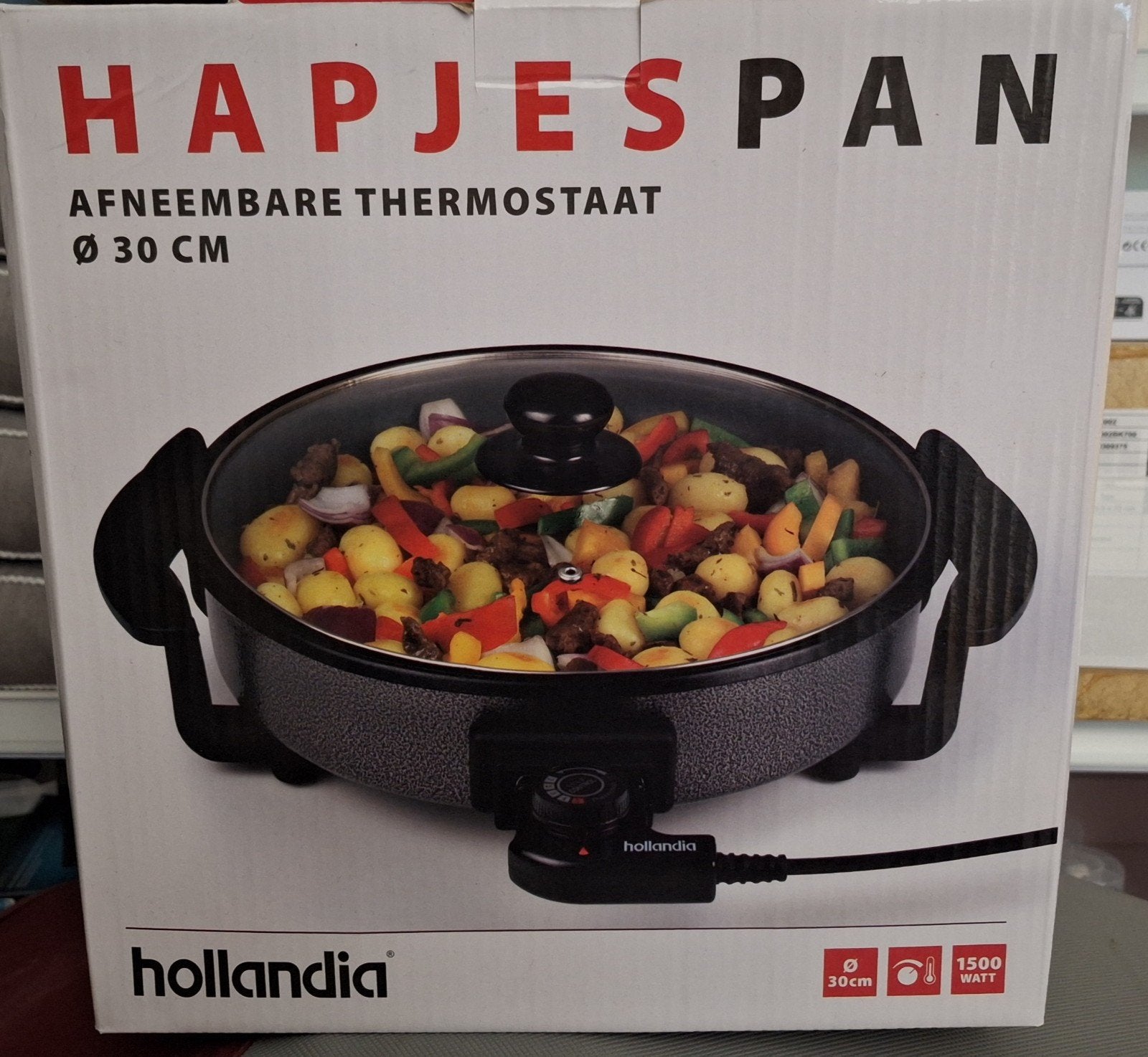 Hollandia Hapjespan Ø 30 cm met Afneembare Thermostaat, Ophalen of Verzenden, Zo goed als nieuw