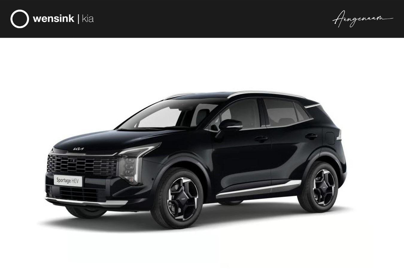 Kia Sportage 1.6 T-GDi Hybrid DynamicLine | Stuurwielverwarm, 4 cilinders, Leder en Stof, Zwart, SUV of Terreinwagen