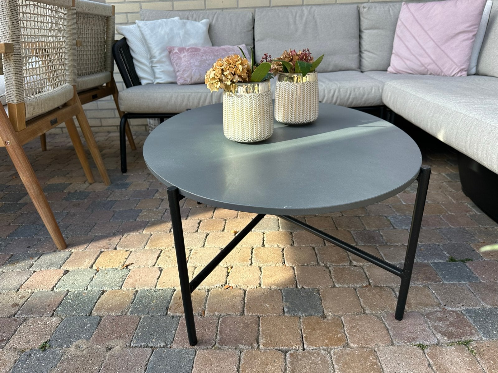 Salontafel met stenen blad - 100x50x40 cm, Ophalen, Gebruikt, Ovaal, Overige materialen