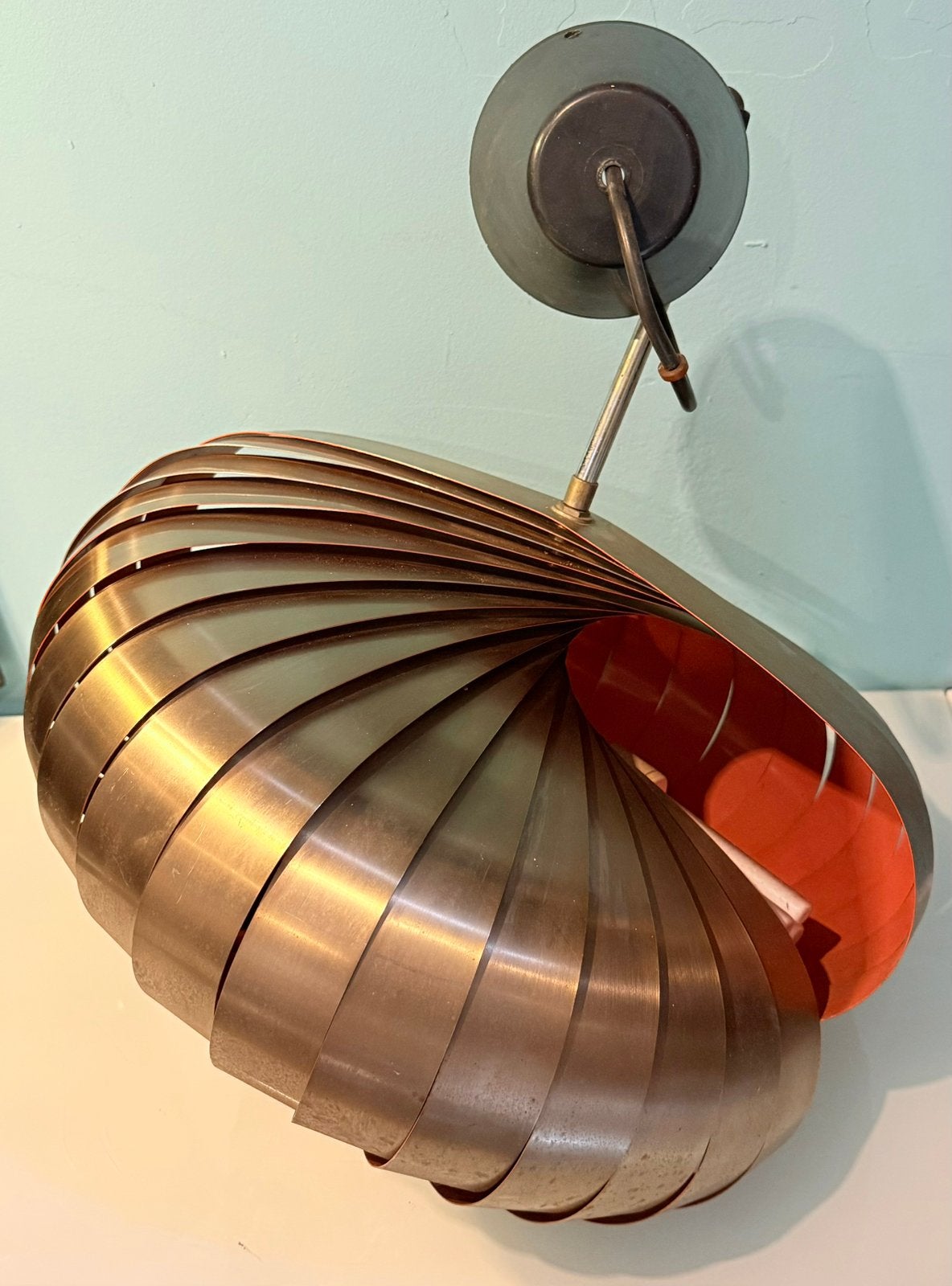 HENRI MATHIEU STIJL HANGLAMP MASSIVE, 1970S Denmark Space !!, Art deco, ., Natuurlijk materiaal, Ophalen of Verzenden