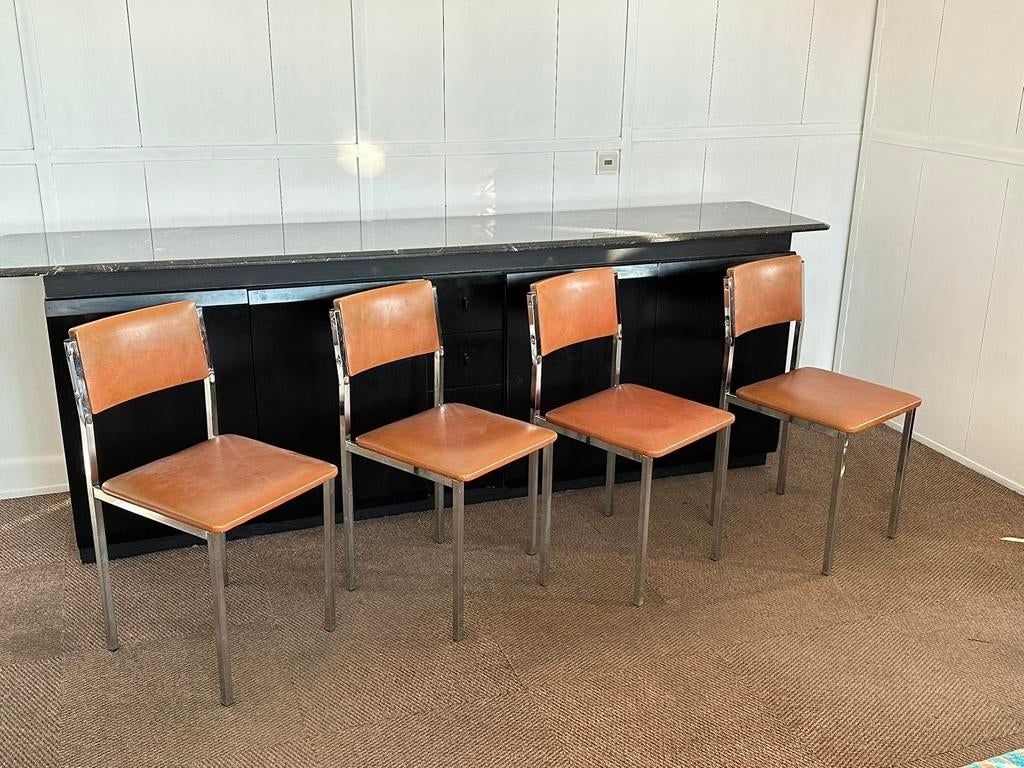 Eetkamerstoelen | Chroom buisframe | set van 4, Antiek en Kunst, Antiek | Meubels | Stoelen en Banken, Ophalen of Verzenden