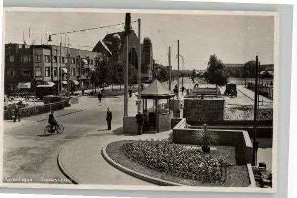 Groningen Kapteynbrug st 1950 SPARO foto, Ophalen of Verzenden, 1940 tot 1960, Gelopen, Groningen