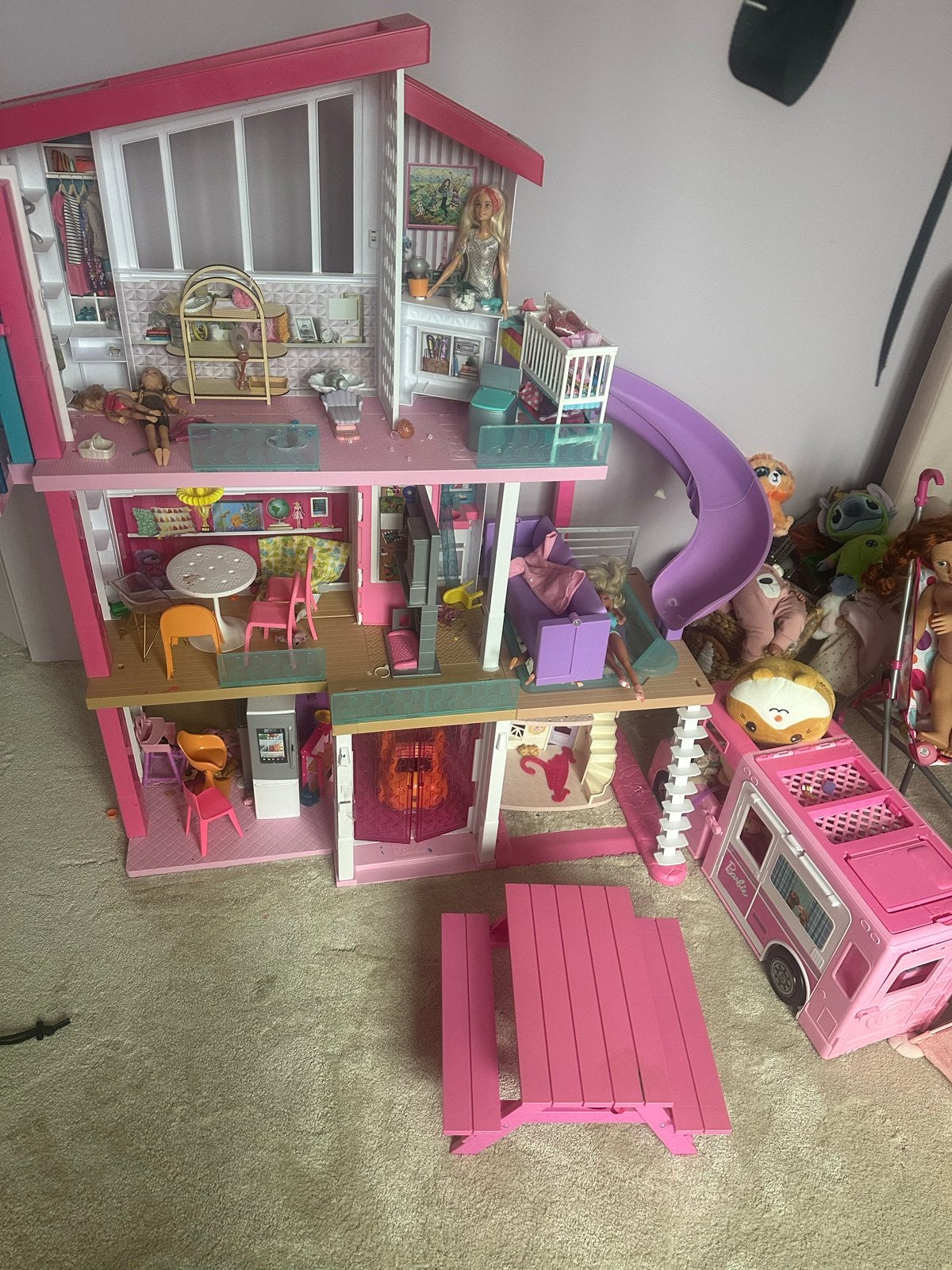 Barbie Dreamhouse + Camper + veel accessoires, Ophalen of Verzenden, Gebruikt, Barbie