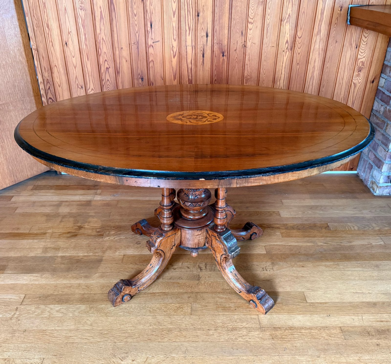 Antieke ovale salontafel met prachtig ingelegd hout, Antiek en Kunst, Ophalen