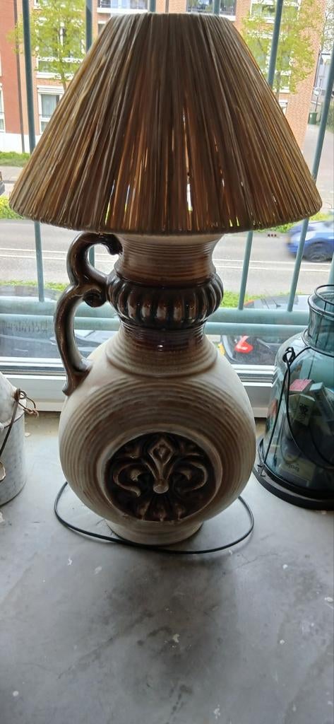 Lamp met rieten kap uit Duitsland jaren 60/70, Ophalen of Verzenden