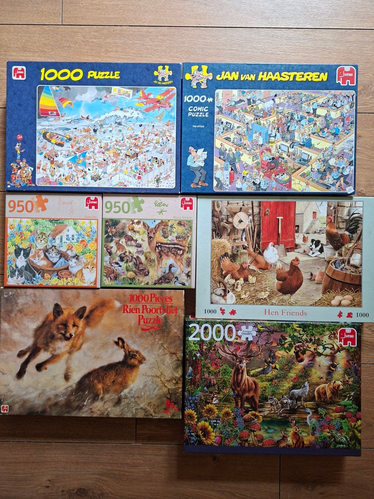 Diverse puzzels: Jan van Haasteren, Rien Poortvliet, Jumbo, Ophalen of Verzenden, 500 t/m 1500 stukjes, Zo goed als nieuw