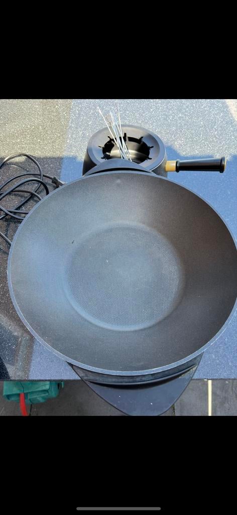 Tefal elektrische fondueset met wokpan, Ophalen of Verzenden, Zo goed als nieuw, Elektrisch, Fondueset