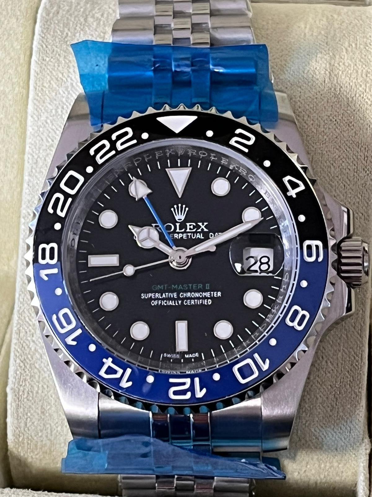Rolex GMT Master Batman - automatisch uurwerk incl doos, Ophalen, Nieuw, Staal, Rolex