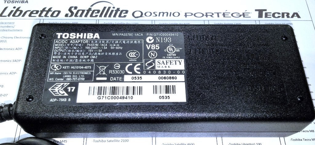 Toshiba PA3378E-1ACA 15V 5A 75W Adapter tip 6.3x3.0 oplader, Ophalen of Verzenden, Zo goed als nieuw, Toshiba Dynabook