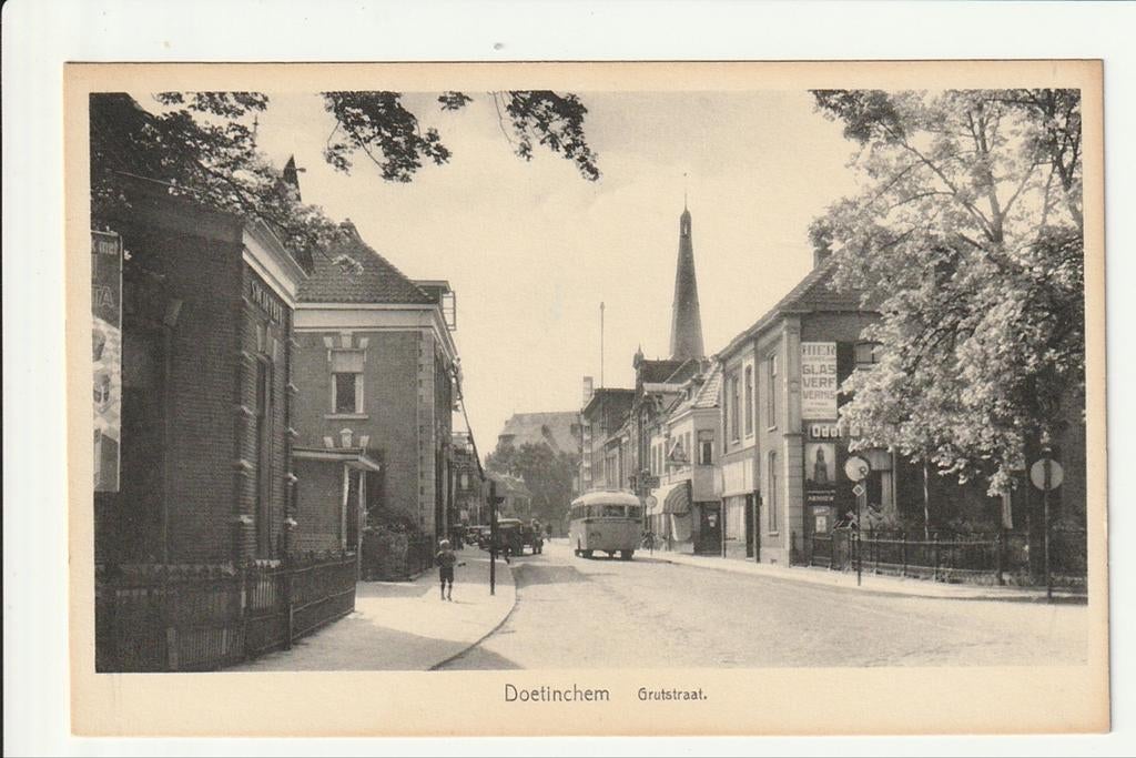 DOETINCHEM GRUTSTRAAT WINKELS KERKTOREN GTW KRUPP VERHEULBUS, Verzamelen, Ophalen of Verzenden, 1940 tot 1960, Ongelopen, Gelderland