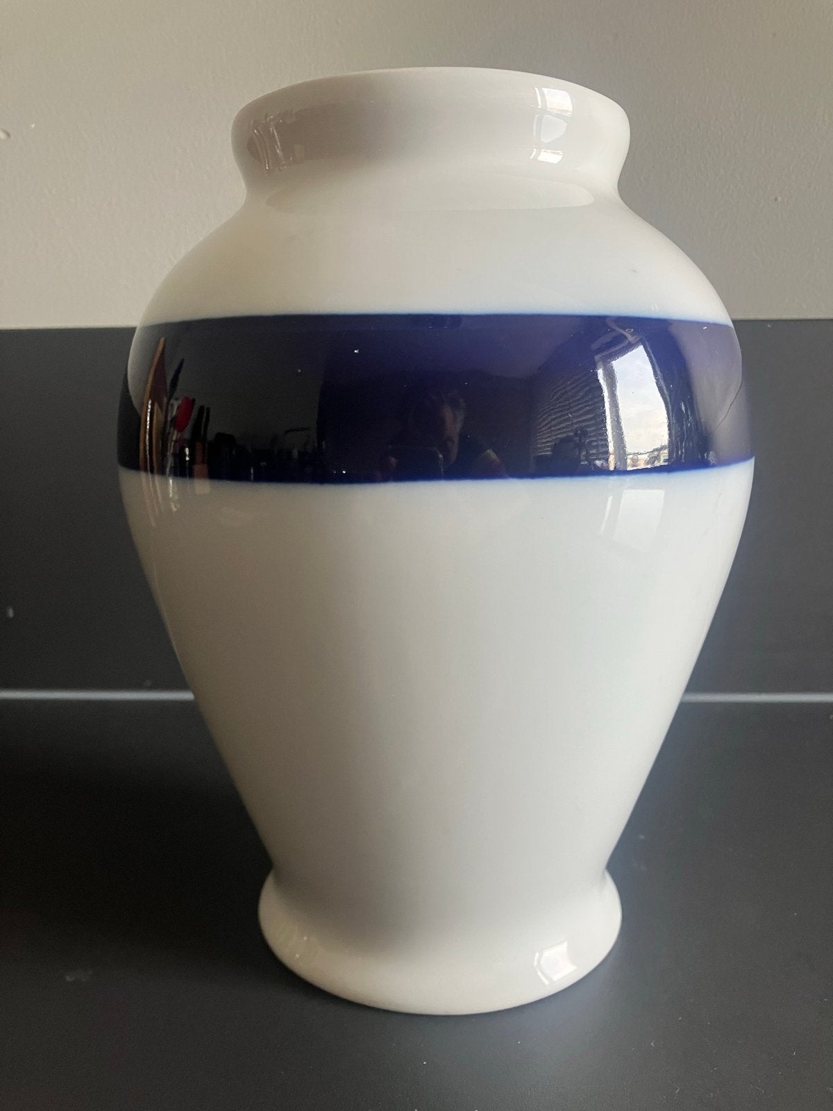 Limoges France Porseleinen Vaas - Wit en Blauw, Ophalen