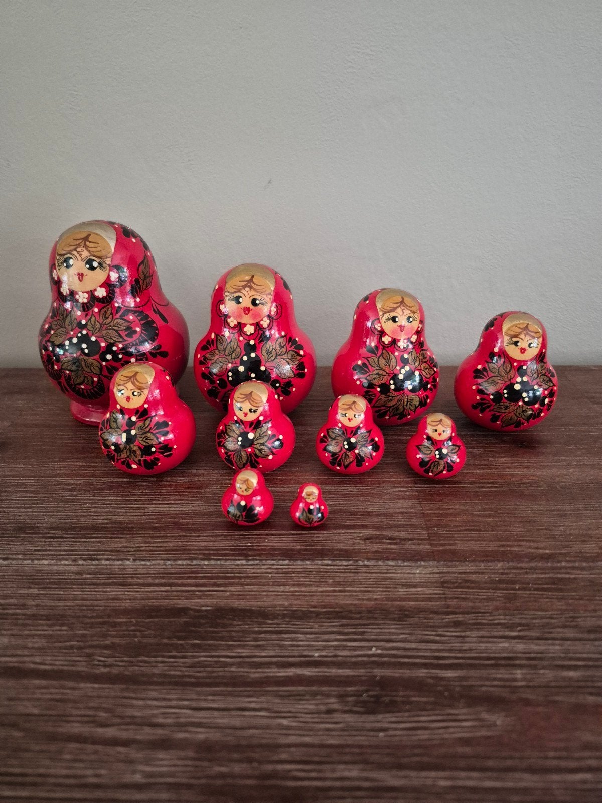 Set van 10 Russische Matroesjka poppen - Rood, Verzamelen, Ophalen of Verzenden, Gebruikt
