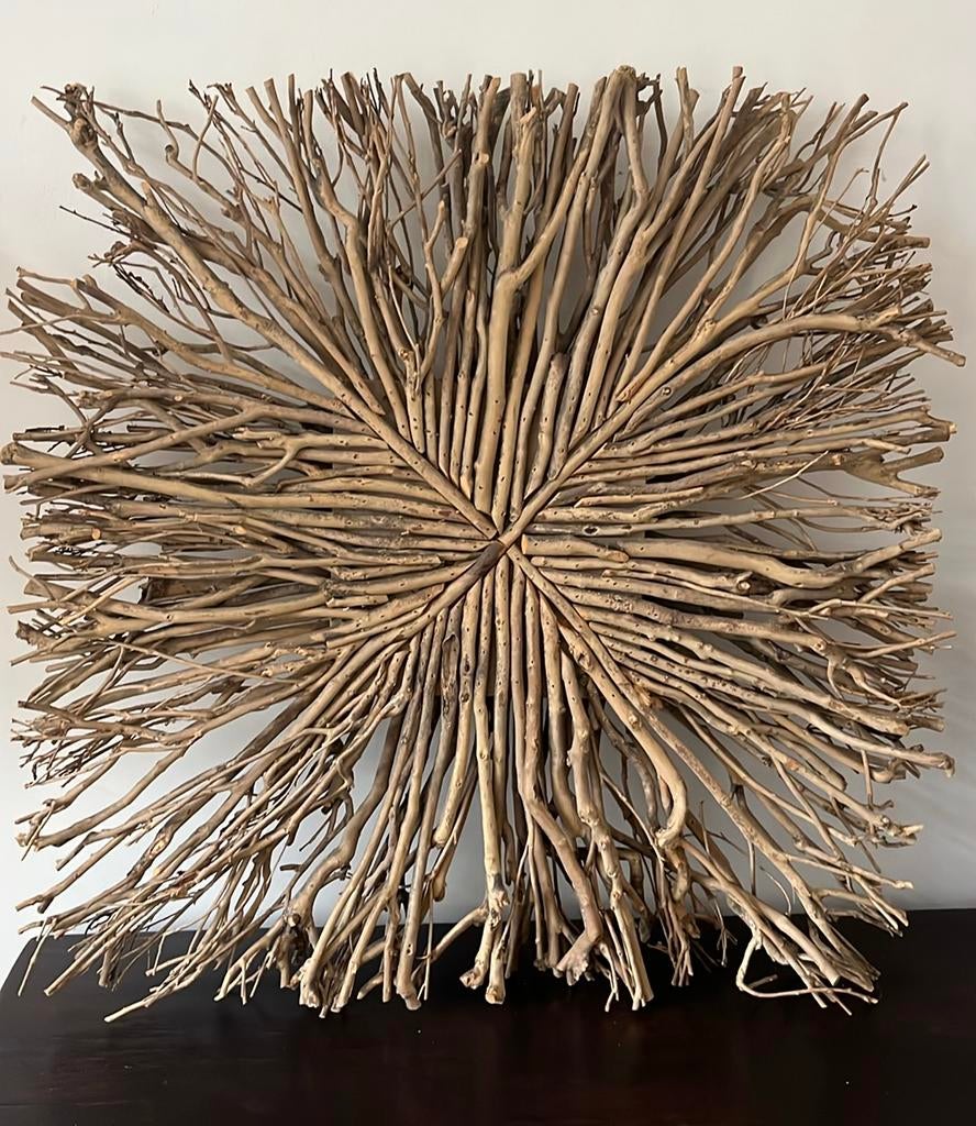 Houten ornament/wand of raam decoratie 58x58 cm ex kaarsen, Ophalen of Verzenden, Zo goed als nieuw