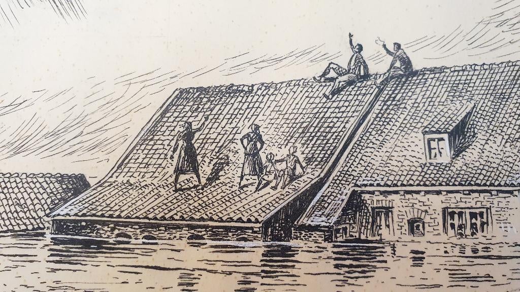 De Ramp - Pentekening H.H. Prahl, Antiek en Kunst, Kunst | Tekeningen en Foto's, Ophalen of Verzenden