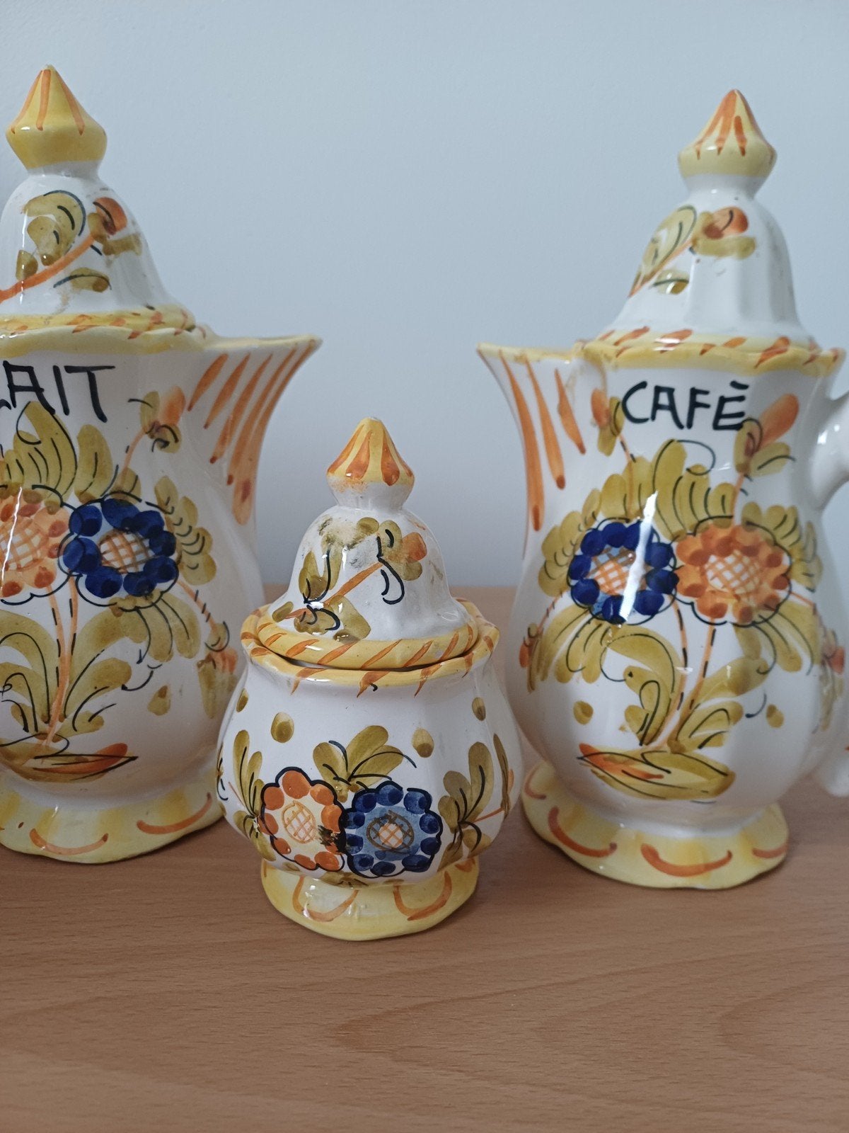 Vintage Keramiek Koffie/Theeservies - Handgeschilde, Antiek en Kunst, Ophalen of Verzenden