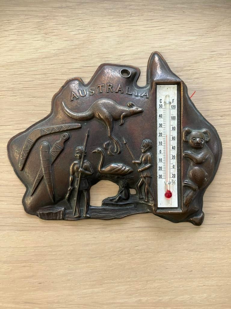 Vintage koperen thermometer Australië, Antiek en Kunst, Ophalen of Verzenden