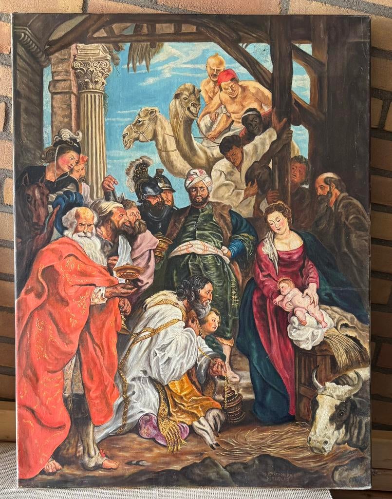 Antiek religie schilderij W.H. Aberson - origineel is Rubens, Ophalen